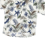 CAMPIA Mens White Green Blue Leaf Print Rayon Shirt XL Summer Casual Holiday