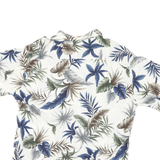 CAMPIA Mens White Green Blue Leaf Print Rayon Shirt XL Summer Casual Holiday