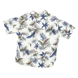 CAMPIA Mens White Green Blue Leaf Print Rayon Shirt XL Summer Casual Holiday