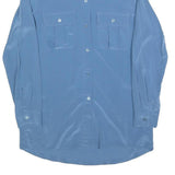 Womens Blue Basic Shirt Long Sleeve Collared Plain Size S Casual Office