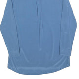 Womens Blue Basic Shirt Long Sleeve Collared Plain Size S Casual Office