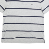 NAUTICA Mens Grey & Navy Striped Short Sleeve Polo Shirt 2XL Classic Cotton