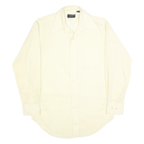 TORONTO Mens Cream Plain Shirt S Classic Cotton Blend Long Sleeve Button Collar