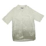 CROFT & BARROW Mens Beige Rayon L Tropical Print Short Sleeve Shirt