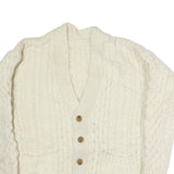 Womens Cream Coogie Style Jumper Cable Knit Button Neck Wool L Soft Knitwear