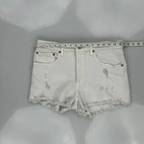 Levis Denim Shorts - 32W UK 12 White Cotton