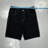 Unbranded Contrast Stitch Denim Shorts - 34W 11L Black Denim