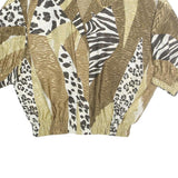 LADY K Womens Brown Animal Print Blouse Three Quarter Sleeve Collared M Relaxed