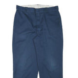 DICKIES Mens Cotton Blend Navy Blue Regular Fit Straight Leg Trousers W35 L28
