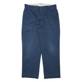 DICKIES Mens Cotton Blend Navy Blue Regular Fit Straight Leg Trousers W35 L28