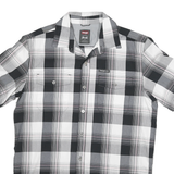 WRANGLER Mens Black & Grey Check Shirt M Cotton Blend Casual Short Sleeve