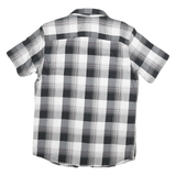 WRANGLER Mens Black & Grey Check Shirt M Cotton Blend Casual Short Sleeve