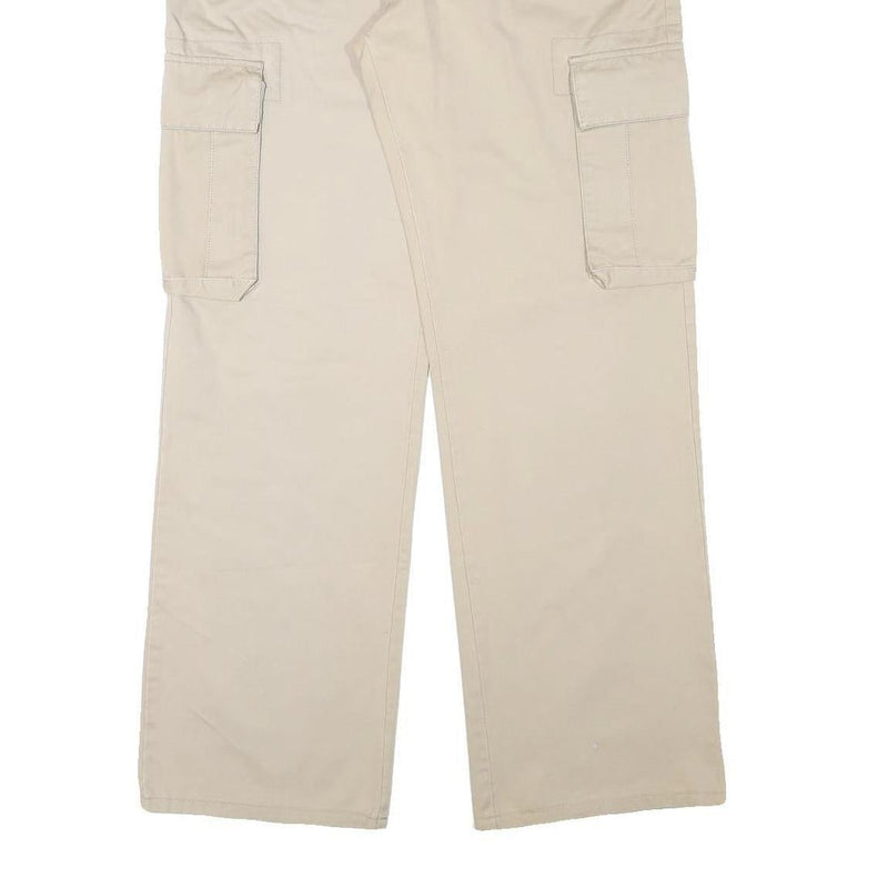 TOM TAILOR Mens Cotton Blend Beige Regular Straight Cargo Trousers W35 L32