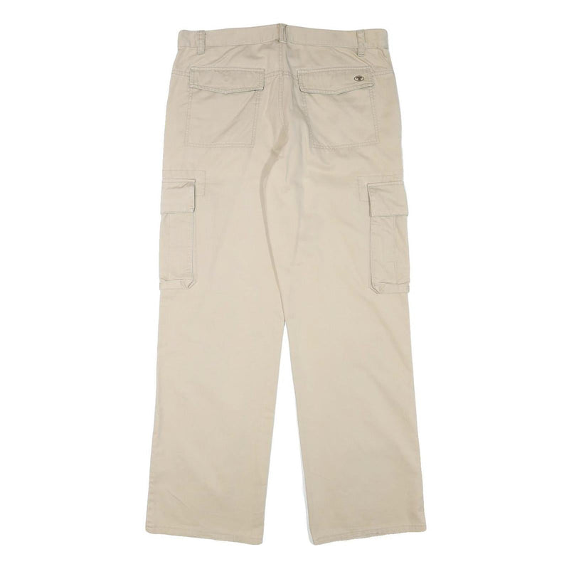 TOM TAILOR Mens Cotton Blend Beige Regular Straight Cargo Trousers W35 L32