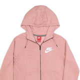 NIKE Mens Pink Full Zip Hoodie S Cotton Blend Lightweight Sweatshirt