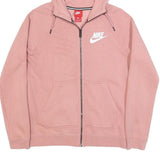NIKE Mens Pink Full Zip Hoodie S Cotton Blend Lightweight Sweatshirt