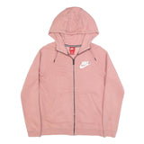 NIKE Mens Pink Full Zip Hoodie S Cotton Blend Lightweight Sweatshirt