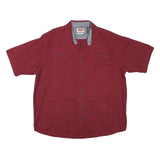 WRANGLER Mens Red Shirt XL Cotton Blend Button Short Sleeve Casual Workwear