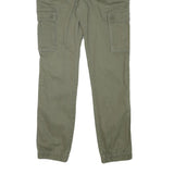 PIER ONE Mens Cotton Blend Slim Cargo Trousers Olive W33 L30 Casual Pocketed