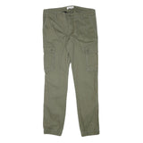 PIER ONE Mens Cotton Blend Slim Cargo Trousers Olive W33 L30 Casual Pocketed