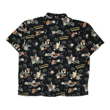Tropical Print With Drinks Big Dogs Graphic Hawaiian Shirt - 2XL Black Viscose