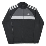 ADIDAS Mens Black & Grey Track Jacket M Cotton Blend Zip Striped Sportswear