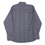 PAUL & SHARK Mens Blue Floral Pattern Cotton Blend Shirt L Stylish Casual Wear