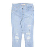 LEVI'S Womens 720 Slim Jeans Light Blue Denim W27 L28 Distressed Zip