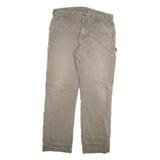 CARHARTT Mens Cotton Blend Khaki Regular Straight Trousers W34 L29 Workwear Zip