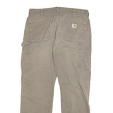 CARHARTT Mens Cotton Blend Khaki Regular Straight Trousers W34 L29 Workwear Zip
