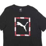PUMA Mens Black Graphic Logo T-Shirt XL Short Sleeve Crew Neck Cotton Blend