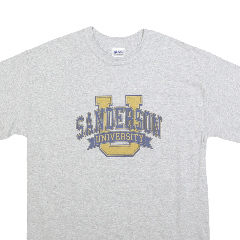 GILDAN Mens Grey Sanderson University Graphic T-Shirt M Short Sleeve Crew Neck