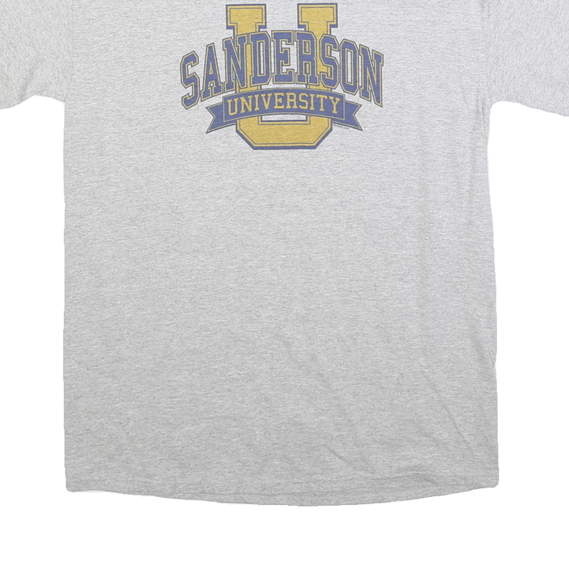 GILDAN Mens Grey Sanderson University Graphic T-Shirt M Short Sleeve Crew Neck