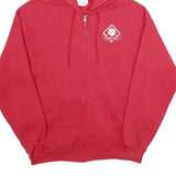 LEE Mens Red Zip Up Hoodie L Prado View Graphic Pocket Casual Cotton Blend
