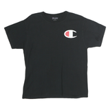 CHAMPION Mens Black Graphic T-Shirt M Short Sleeve Crew Neck Logo Print