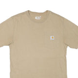 CARHARTT Mens Beige Pocket T-Shirt S Short Sleeve Crew Neck Classic Cotton Blend