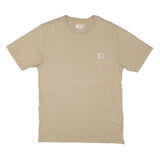 CARHARTT Mens Beige Pocket T-Shirt S Short Sleeve Crew Neck Classic Cotton Blend
