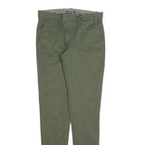 TOMMY HILFIGER Womens Cotton Blend Green Slim Tapered Trousers W30 L33 Stylish
