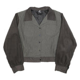 SUGAR SHACK Womens Grey & Brown Button Jacket 2XL Polyester Blend Corduroy