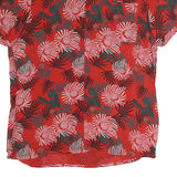 ANGELO LITRICO Mens Red Floral Pattern Shirt L Casual Cotton Short Sleeve