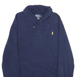 POLO RALPH LAUREN Mens Navy Blue Shawl Collar M Cotton Blend Sweatshirt