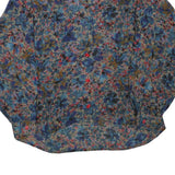 Womens Blue Brown Printed Button Shirt Long Sleeve Collared L Polyester Blend