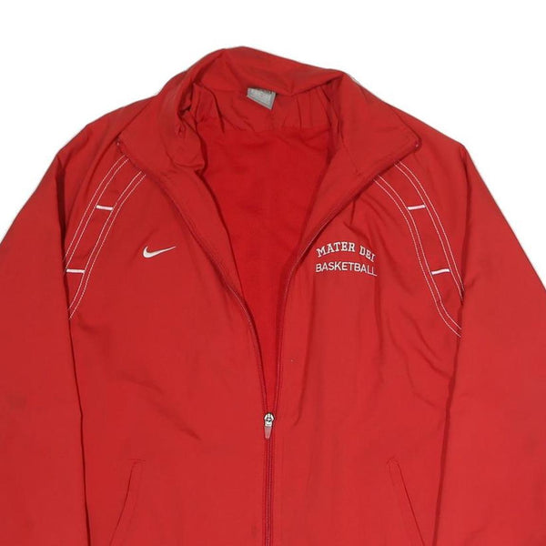 NIKE Mens Red Basketball Sports Zip Jacket M Polyester Blend Plain Lightweight