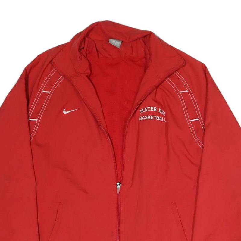 NIKE Mens Red Basketball Sports Zip Jacket M Polyester Blend Plain Lightweight