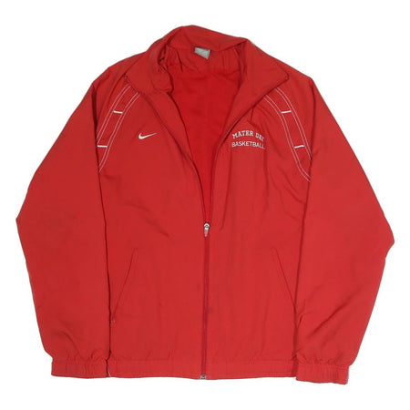 NIKE Mens Red Basketball Sports Zip Jacket M Polyester Blend Plain Lightweight