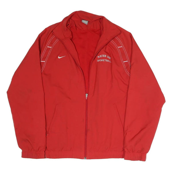 NIKE Mens Red Basketball Sports Zip Jacket M Polyester Blend Plain Lightweight