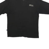 FILA Mens Black & Yellow Short Sleeve Polo Shirt XL Cotton Blend Classic Sporty
