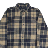 RIDGECUT Mens Beige & Blue Check Shirt M Button-Down Casual Cotton Blend