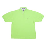 TOMMY HILFIGER Mens Green Short Sleeve Plain Polo Shirt XL Classic Fit