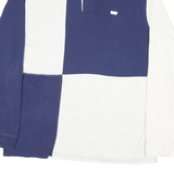 LEVI'S Mens Blue & White Long Sleeve Colourblock Polo Shirt L Cotton Blend